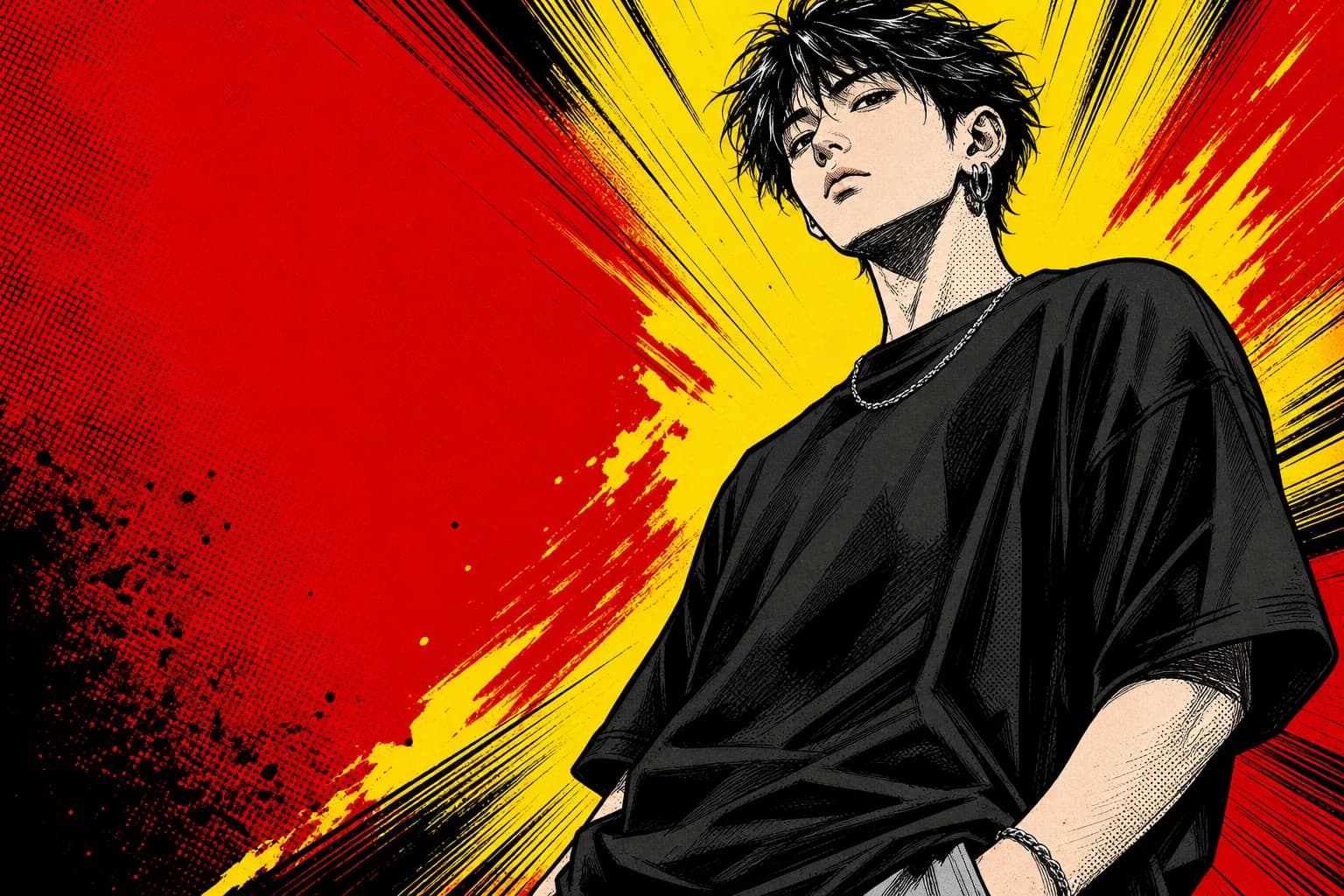 Manga illustration of the current drop